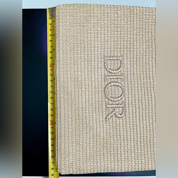Dior Natural Beige Woven Pouch with Embroidered Logo - Picture 8 of 9